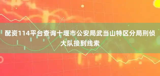 配资114平台查询十堰市公安局武当山特区分局刑侦大队接到线索