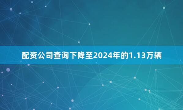 配资公司查询下降至2024年的1.13万辆